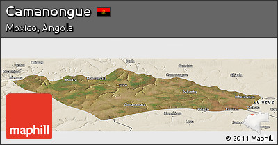 Satellite Panoramic Map of Camanongue, shaded relief outside