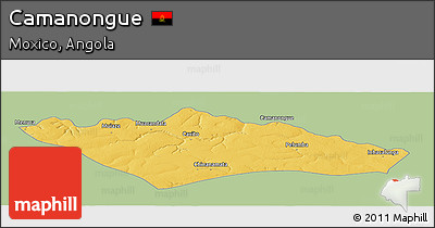 Savanna Style Panoramic Map of Camanongue, single color outside