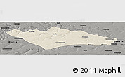 Shaded Relief Panoramic Map of Camanongue, darken, semi-desaturated