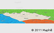 Shaded Relief Panoramic Map of Camanongue, political outside