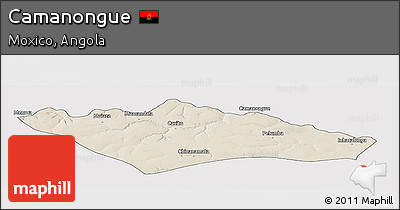 Shaded Relief Panoramic Map of Camanongue, single color outside