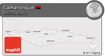 Silver Style Panoramic Map of Camanongue, single color outside