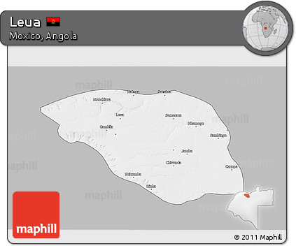 Gray 3D Map of Leua, single color outside