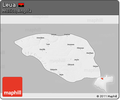 Gray 3D Map of Leua, single color outside