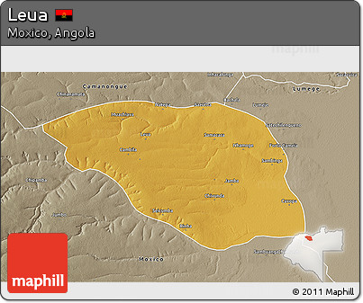 Physical 3D Map of Leua, semi-desaturated