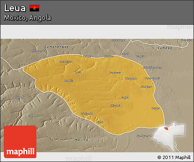 Physical 3D Map of Leua, semi-desaturated