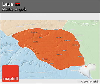 Political 3D Map of Leua, lighten