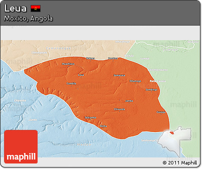 Political 3D Map of Leua, lighten