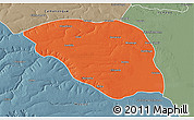 Political 3D Map of Leua, semi-desaturated