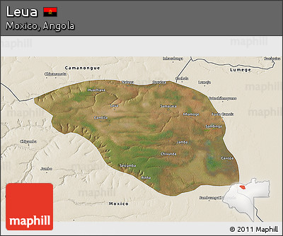 Satellite 3D Map of Leua, shaded relief outside
