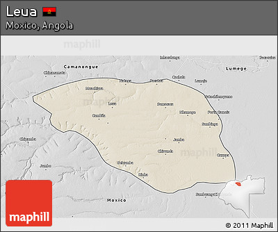 Shaded Relief 3D Map of Leua, desaturated