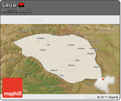 Shaded Relief 3D Map of Leua, satellite outside