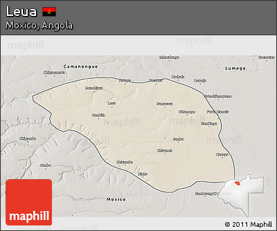 Shaded Relief 3D Map of Leua, semi-desaturated