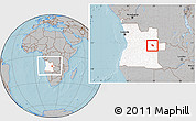 Gray Location Map of Leua, highlighted country, within the entire country, hill shading