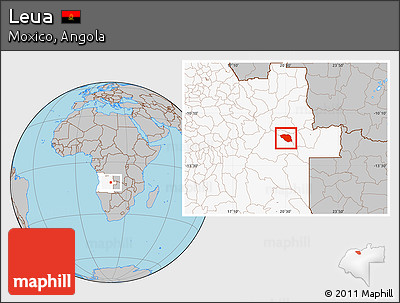 Gray Location Map of Leua, highlighted country