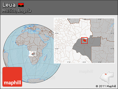 Gray Location Map of Leua, highlighted country, highlighted parent region, hill shading