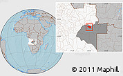 Gray Location Map of Leua, highlighted country, highlighted parent region, hill shading