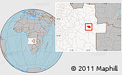 Gray Location Map of Leua, highlighted country, hill shading