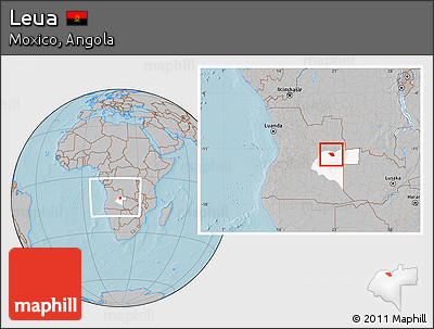 Gray Location Map of Leua, highlighted parent region, within the entire country, hill shading