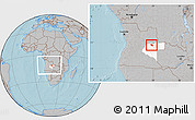 Gray Location Map of Leua, highlighted parent region, within the entire country, hill shading