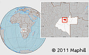 Gray Location Map of Leua, highlighted parent region, hill shading
