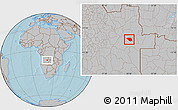 Gray Location Map of Leua, hill shading