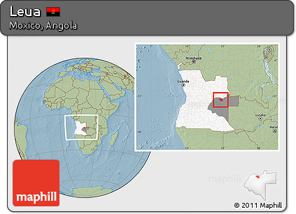 Savanna Style Location Map of Leua, highlighted country, highlighted parent region, within the entire country, hill shading