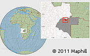 Savanna Style Location Map of Leua, highlighted country, highlighted parent region, hill shading
