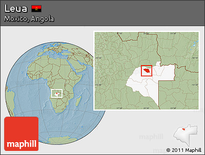 Savanna Style Location Map of Leua, highlighted parent region, hill shading