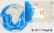 Shaded Relief Location Map of Leua, highlighted country, within the entire country