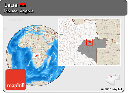 Shaded Relief Location Map of Leua, highlighted country, highlighted parent region