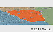 Political Panoramic Map of Leua, semi-desaturated
