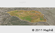 Satellite Panoramic Map of Leua, semi-desaturated