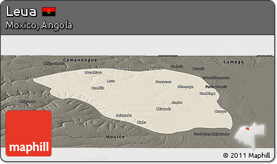 Shaded Relief Panoramic Map of Leua, darken