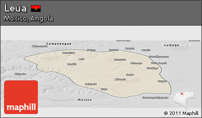 Shaded Relief Panoramic Map of Leua, desaturated