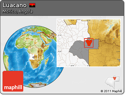 Physical Location Map of Luacano, highlighted country, highlighted parent region