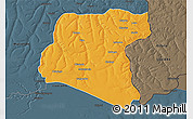 Political 3D Map of Luau, darken, semi-desaturated