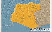 Political 3D Map of Luau, semi-desaturated