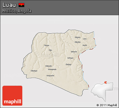 Shaded Relief 3D Map of Luau, cropped outside