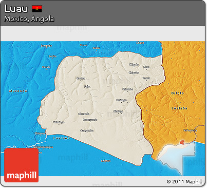 Shaded Relief 3D Map of Luau, political outside