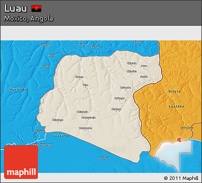 Shaded Relief 3D Map of Luau, political outside