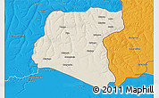 Shaded Relief 3D Map of Luau, political outside