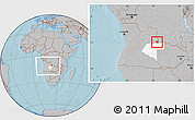 Gray Location Map of Luau, highlighted parent region, within the entire country, hill shading