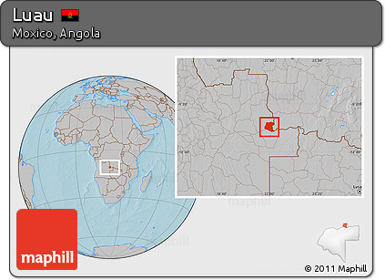 Gray Location Map of Luau, hill shading