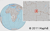 Gray Location Map of Luau, hill shading