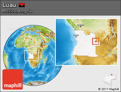 Physical Location Map of Luau, highlighted country, within the entire country