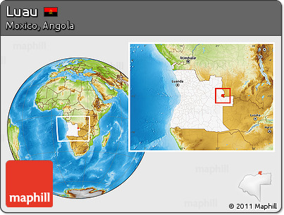 Physical Location Map of Luau, highlighted country, within the entire country