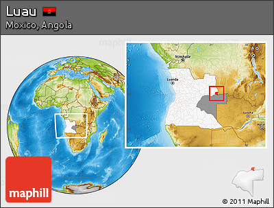 Physical Location Map of Luau, highlighted country, highlighted parent region, within the entire country