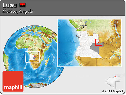 Physical Location Map of Luau, highlighted country, highlighted parent region, within the entire country
