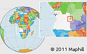 Political Location Map of Luau, highlighted country, within the entire country